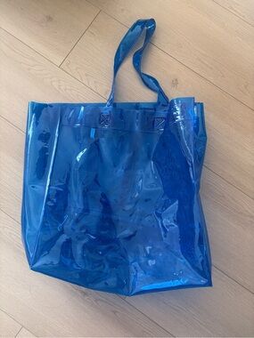 Blue Transparent PVC Tote Bag - Stylish Women's Beach & Everyday Bag